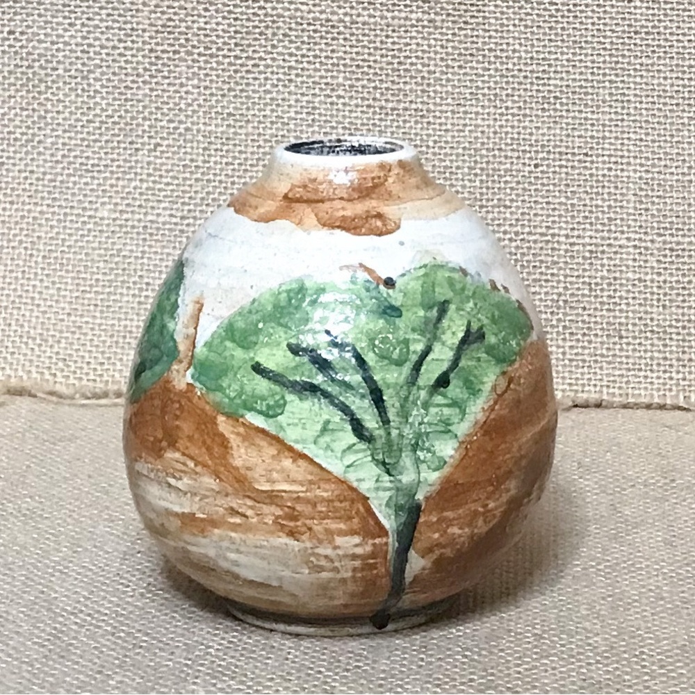 Mini Botanical Bud Vase Hand Painted Art Pottery Goblin Core Boho Nature - Picture 2 of 6